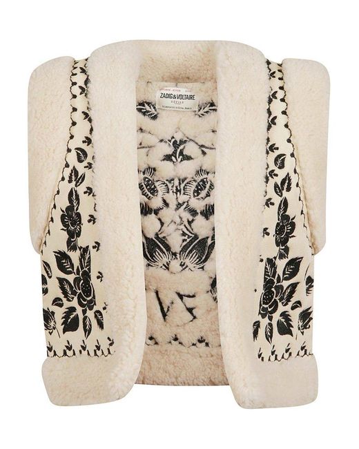 Zadig & Voltaire Natural Feti Floral Embroidered Sleeveless Cardigan