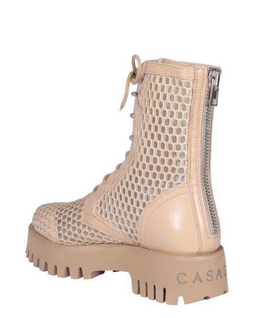 Casadei Natural Mesh Detailed Ankle Boots