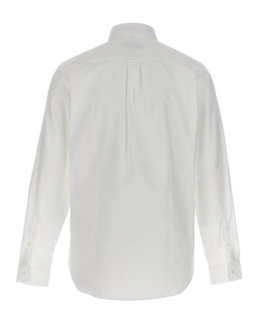 Maison Kitsuné White Fox Head-patch Long-sleeved Shirt for men