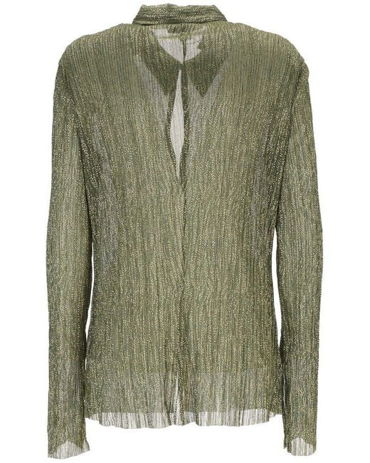 Sabina Musayev Green Button-Up Long Sleeve Top