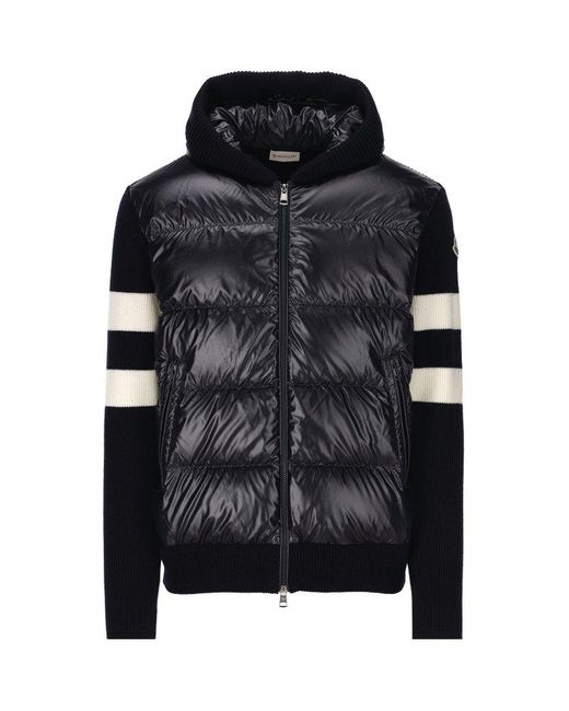 Moncler Black Panelled Zip-up Padded Jacket for men