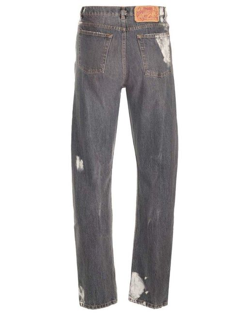 Magliano Gray Unregular Logo Patch Jeans for men