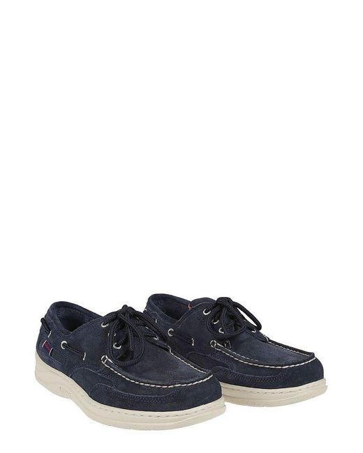 Sebago Blue Round-toe Lace-up Detailed Loafers for men
