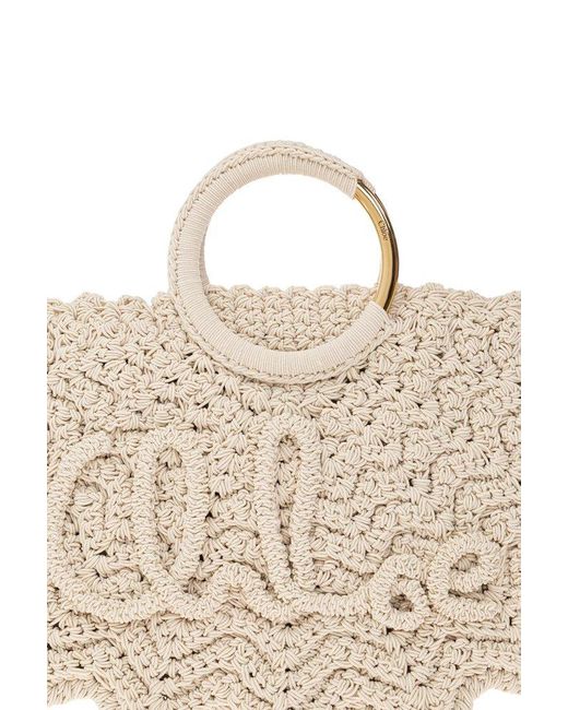 Chloé White Bracelet Paravent Small Tote Bag