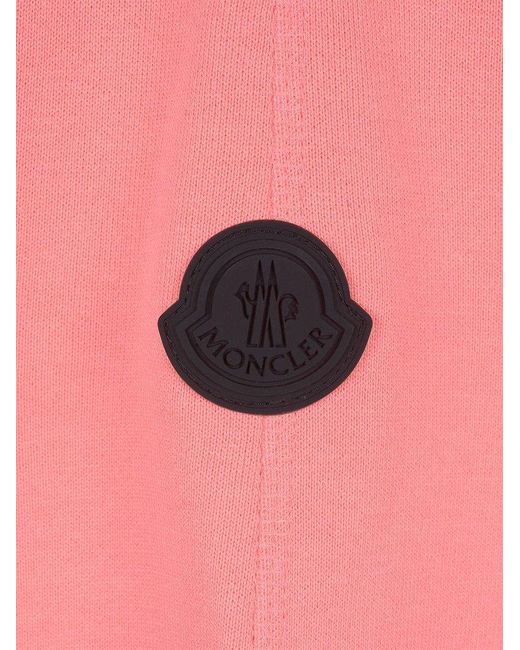 Moncler Pink Logo Patch Crewneck Sweater
