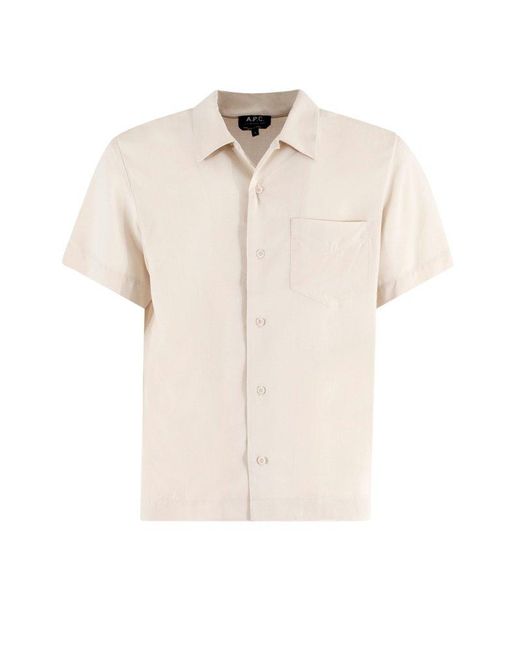 A.P.C. White Lloyd Short-sleeved Buttoned Shirt for men