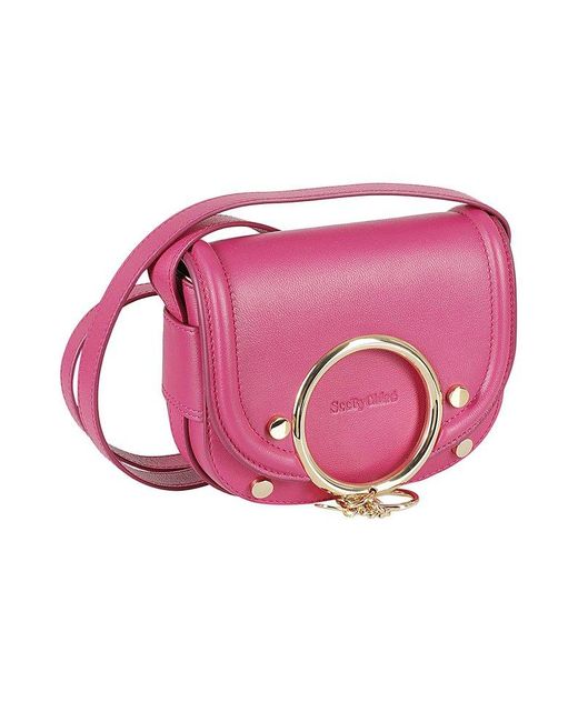Mara Leather Crossbody Bag in Pink - See By Chloe