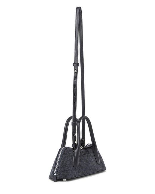 Blumarine Blue Zipped Mini Baguette Shoulder Bag