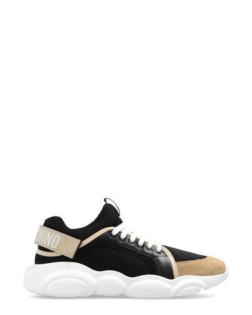 Moschino Black Panelled Lace-up Sneakers for men