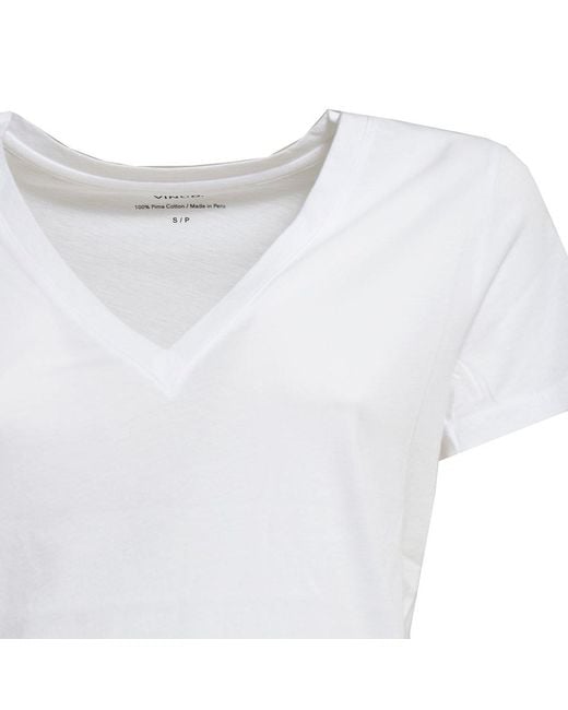 Vince Blue Classic V-neck Short-sleeved T-shirt