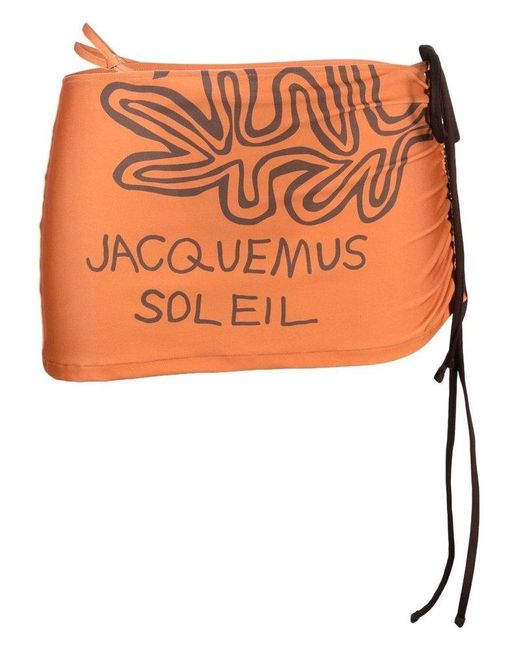 Jacquemus Orange Graphic Printed Sarong Bikini Skirt