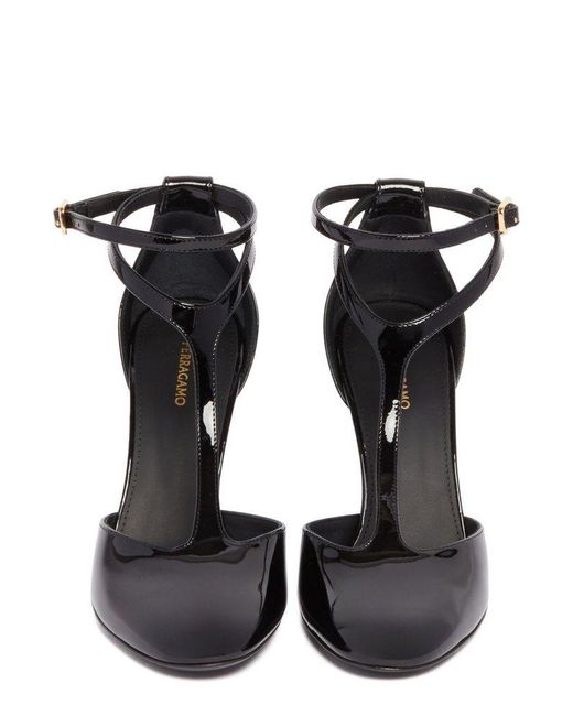 Ferragamo T strap Pumps in Black Lyst Canada