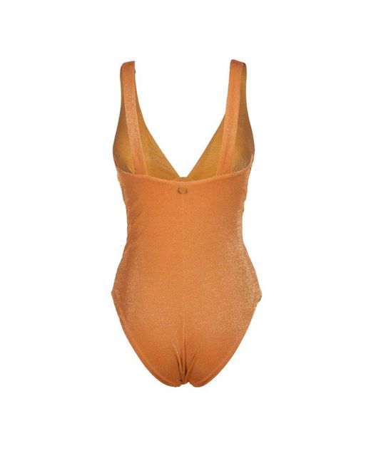 Max Mara Orange V-neck One-piece Swimsuit