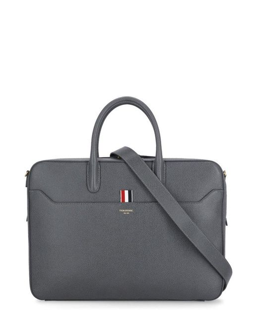 Thom Browne Black Logo-printed Top Handle Laptop Bag for men