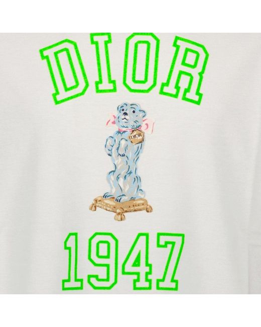 Dior Green Logo Printed Round-neck T-shirt for men