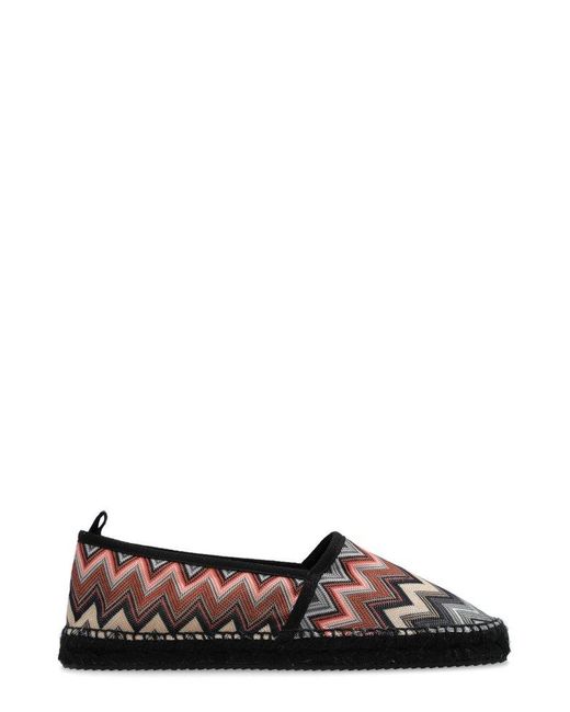 Missoni Brown Zigzag-patterned Slip-on Espadrilles