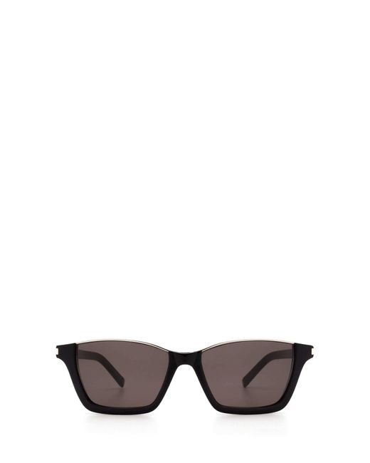 Saint Laurent Black Half Rim Sunglasses