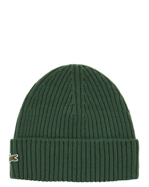Lacoste Green Logo-embroidered Ribbed Beanie for men