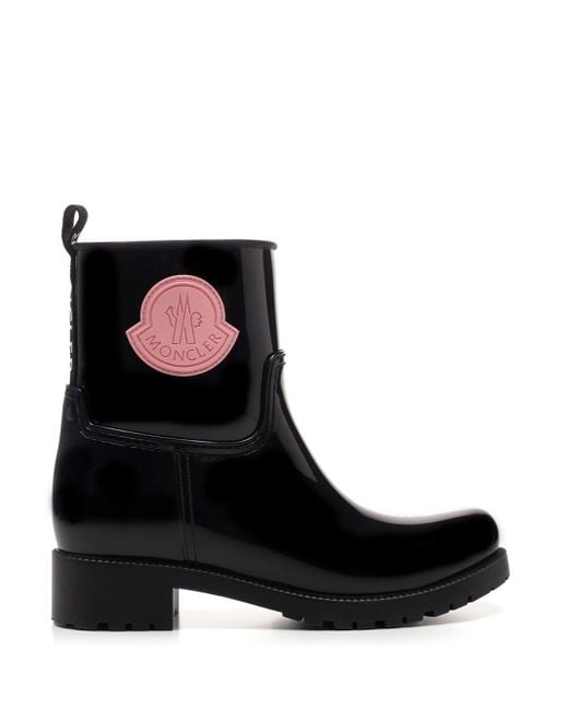 Moncler Black Ginette Logo Waterproof Rain Boot