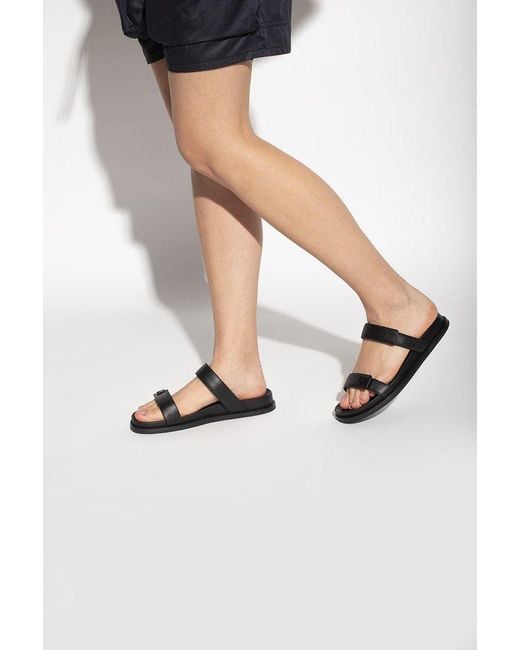 Emporio Armani Black Emblem Strap Slide Sandals