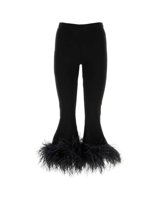 Valentino Black Feather-trim Cropped Trousers