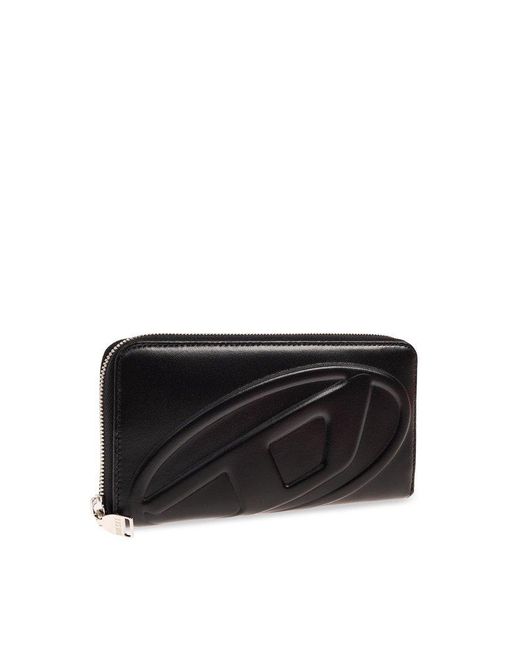 DIESEL Black Long Zip Wallet With Embossed Logo