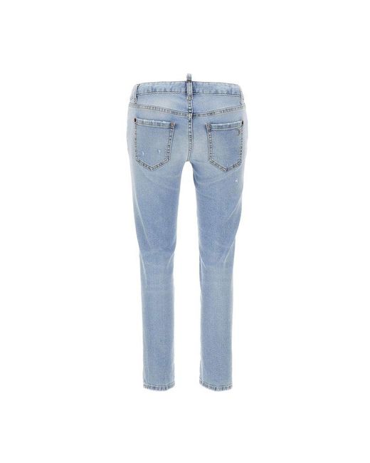 DSquared² Blue Medium Waist Cropped Twiggy Jeans