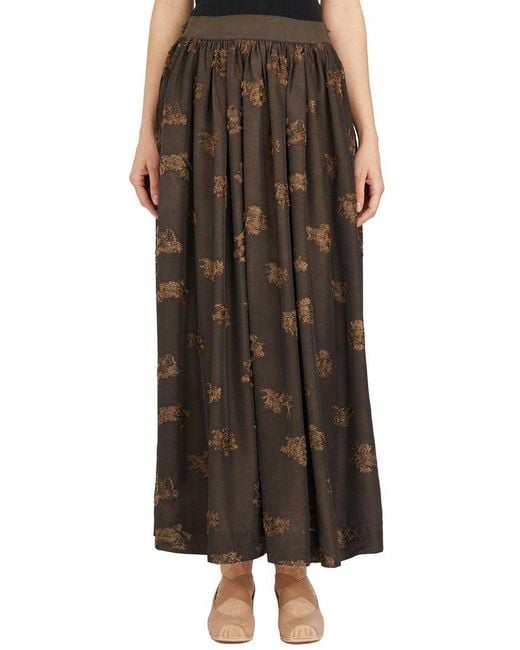 Uma Wang Brown Gillian Pattern Jacquard Midi Skirt
