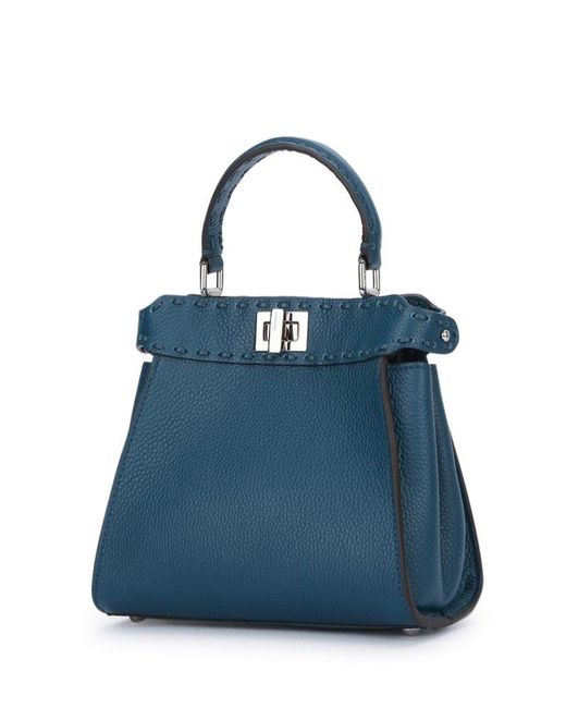 Fendi Blue Peekaboo Mini Tote Bag