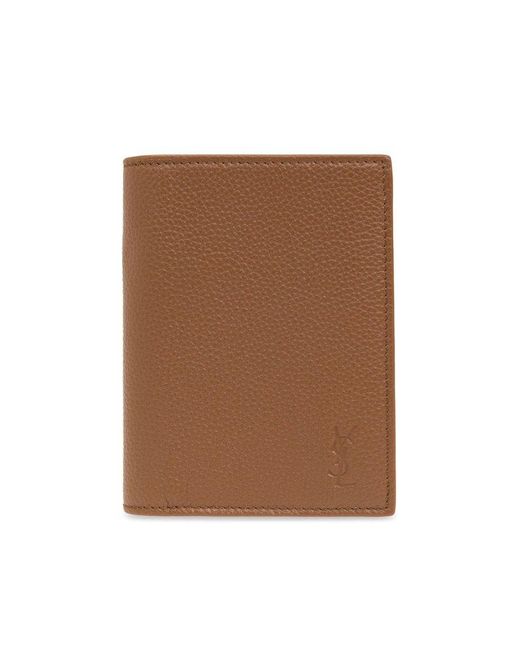 Saint Laurent Brown Leather Folding Wallet for men