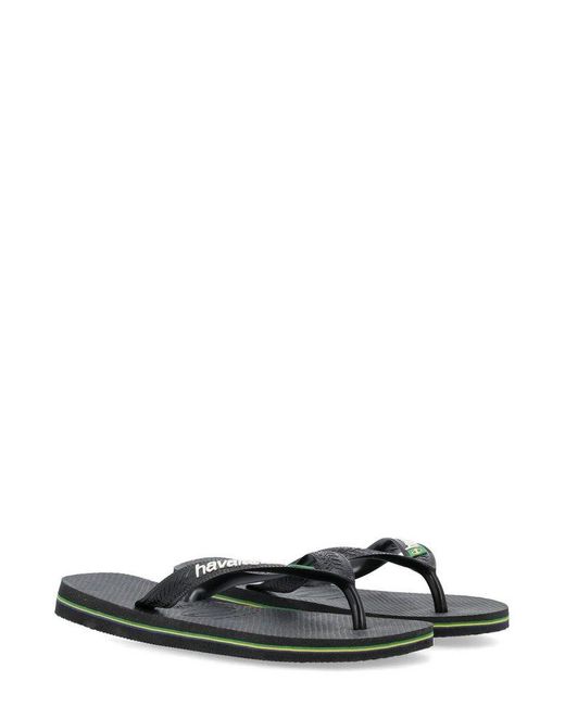 Havaianas Black Brasil Logo Thong Sandals