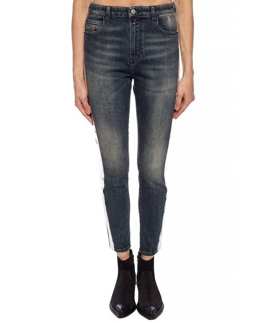 DIESEL 'babhila-high-sp' Side Stripe Jeans in Blue | Lyst