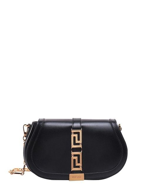 Versace Leather Greca Fold-over Crossbody Bag in Nero (Black) - Save 33 ...