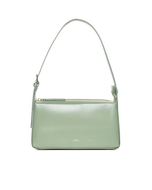 A.P.C. Green Virginie Baguette Leather Bag