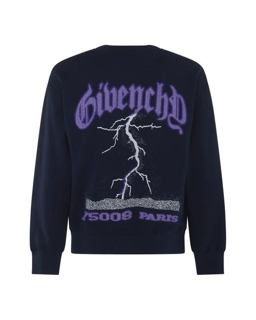 Givenchy Blue Logo Printed Crewneck Sweater for men