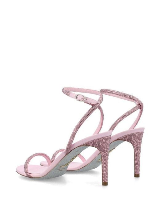 Rene Caovilla Pink Ellabrita Ankle Strap Embellished Sandals