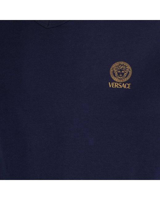 Versace Blue Short-Sleeved Crewneck T-Shirt for men