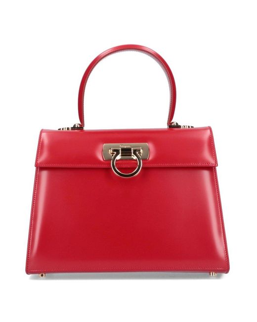 Ferragamo Top Handle Tote Bag in Red Lyst
