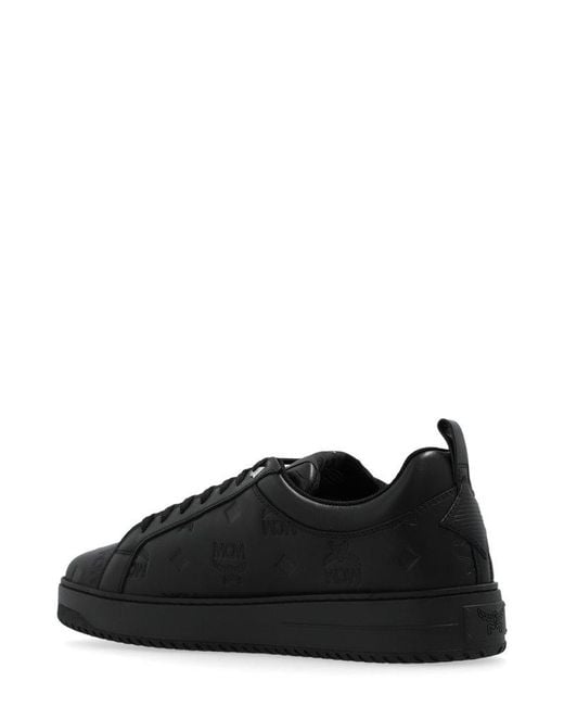 MCM Black Logo-Embossed Lace-Up Sneakers for men