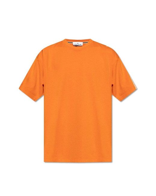 Stone Island Orange T-shirt With Logo, for men
