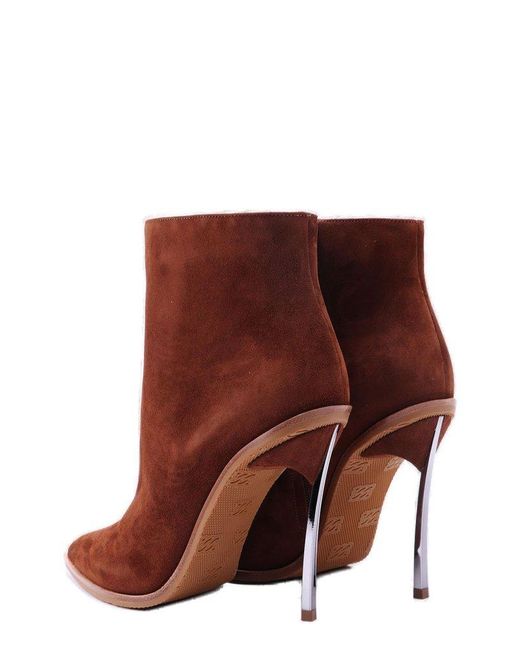 Casadei Brown Pointed-toe Zipped Boots