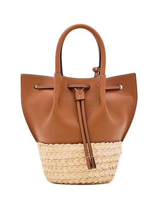 Tod's Brown Logo Embossed Panelled Bucket Bag