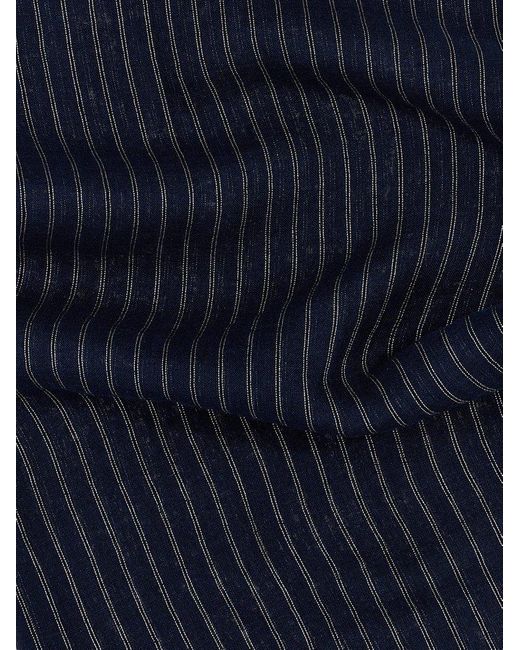 Brunello Cucinelli Blue Lurex Stripes Scarf
