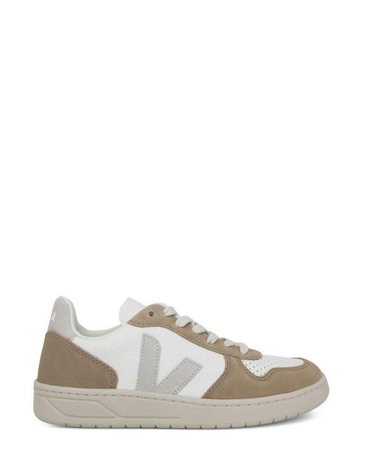 Veja White V-10 Panelled Low-top Sneakers