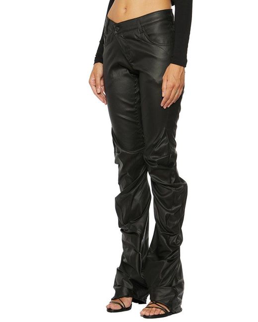 OTTOLINGER Black Asymmetric Ruched Slim-cut Trousers