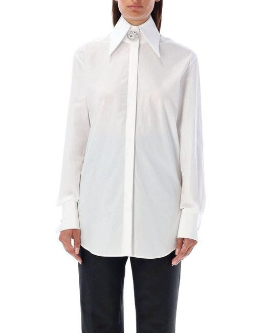 Balmain White Embellished Poplin Shirt