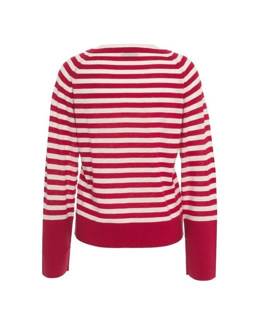 Liu Jo Red Striped Cut-out Detailed Jumper