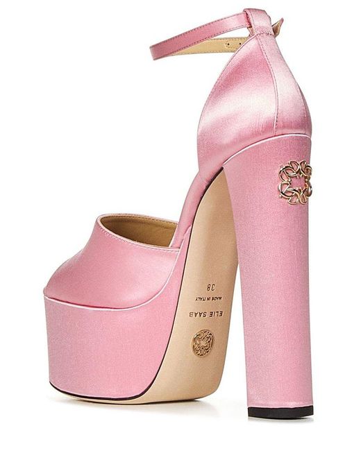 Elie Saab Pink Open Toe Platform Sandals