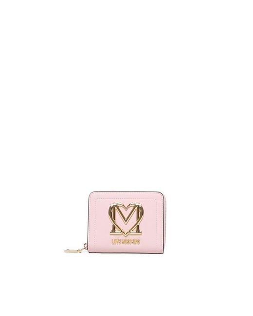 Love Moschino Pink Logo-plaque Zipped Wallet