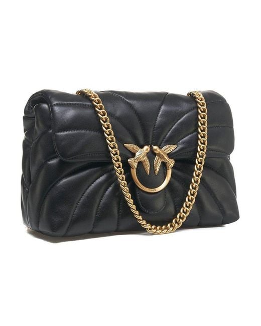 Pinko Black Love Puff Large Butterfly Quilted Crossbody Bag
